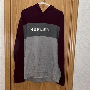 Hurley Men's Burgundy and Gray Hoodie